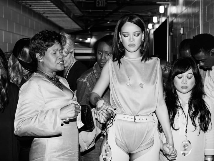 Backstage at the 2016 Anti World Tour at Miami's American Airlines Arena, with Nadine "Hi-Hat" Ruffin, Monica Fenty, Naphia White and Mylah Morales.