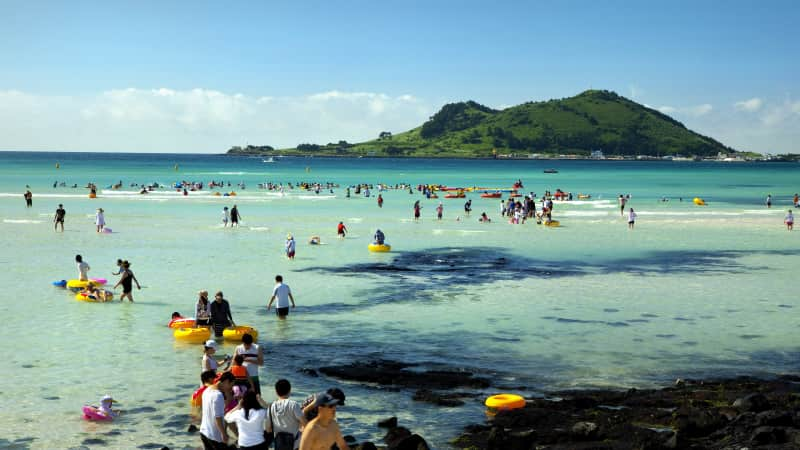 While in some sense the entire province is bordered by beaches (if not cliffs), the two model beaches are Hyeopjae Beach and Jungmun Beach.