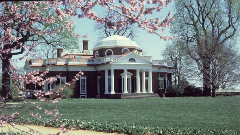 One of the most famous plantations in the country, President Thomas Jefferson's Monticello home in Virginia.  