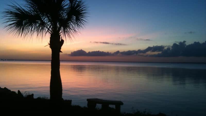 Day yields to night on Apalachicola Bay on the Florida Panhandle.