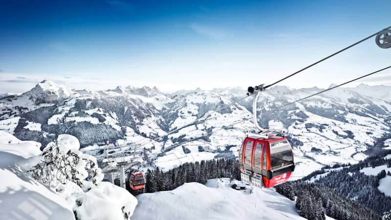 Most beautiful ski resorts Europe Kitzbuhel Austria cable car