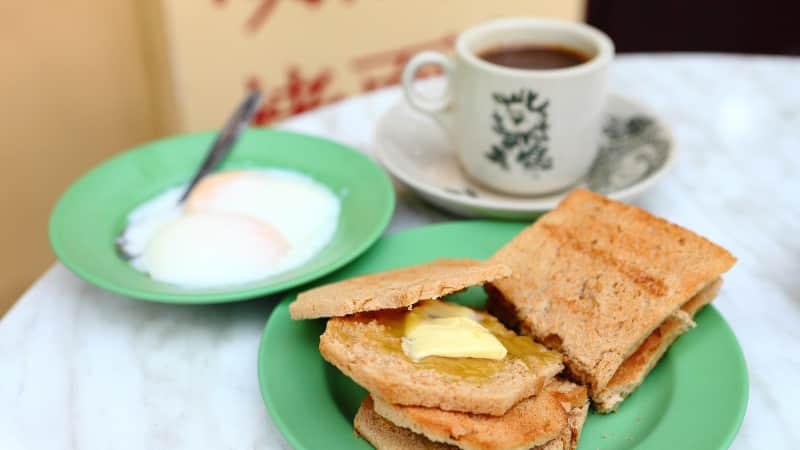 Kaya toast: A breakfast sandwich with aromatic jam.