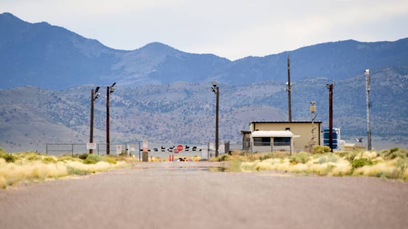 The back gate of the top-secret military installation known as Area 51 is seen on July 22.