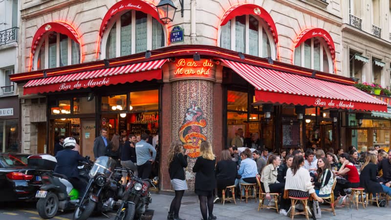 When you need a break for espresso or a glass of rosé, there are cafes aplenty in Saint-Germain, such as Le Bar du Marche.