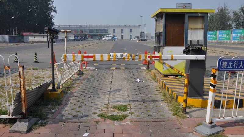 An abandoned guard post at Beijing's Nanyuan Airport which closed its doors this week.