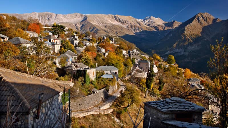The mountainous village of Kalarites in Ioannina, the capital of Epirus.