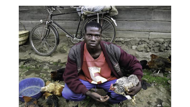 "Man with bike and birds" by Dusingizimana. Age 20, 2005.