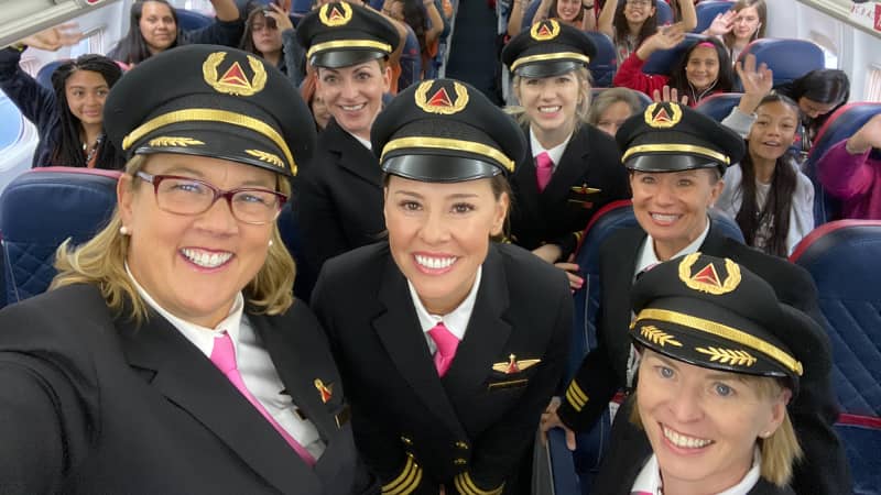 Delta celebrated International Girls in Aviation Day by carrying 120 girls from Salt Lake City to Houston for a tour of NASA.
