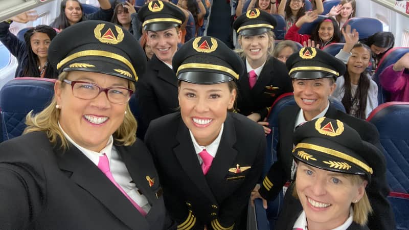 Delta celebrated International Girls in Aviation Day by carrying 120 girls from Salt Lake City to Houston for a tour of NASA.
