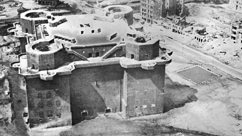 Aerial view of the bunker as it was in  1945.