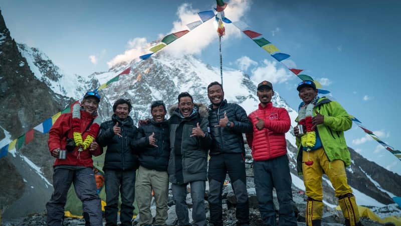 A rotating team of six Nepalese sherpa guides accompanied Nirmal Purja during the challenge