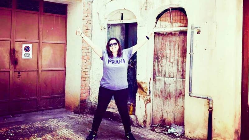 Meredith Tabbone in in front of her new house in Sambuca, one euro home buyer