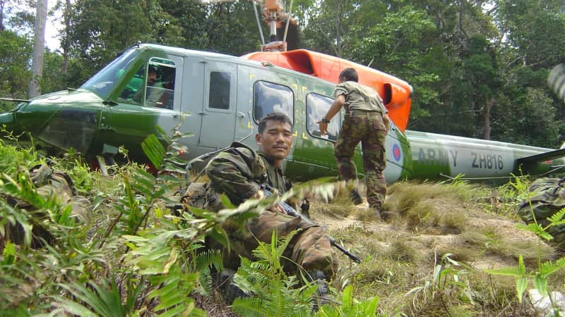 As a soldier Magar traveled to five continents (pictured: supporting SAS selection in Brunei in 2008).