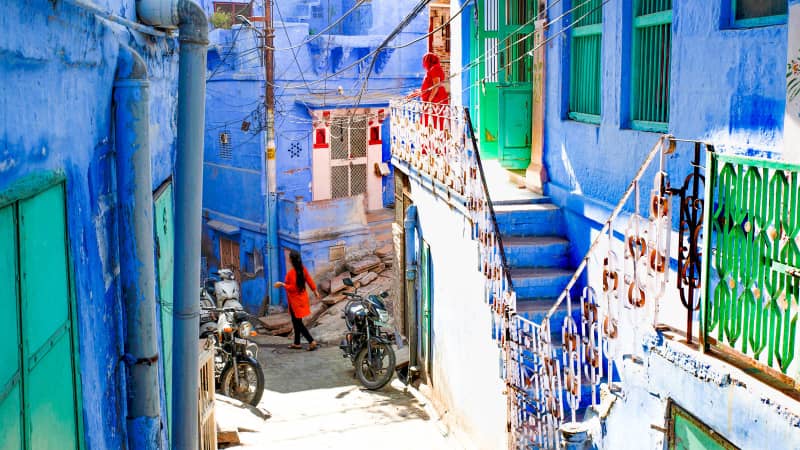 Jodhpur's streets were painted blue to signify the presence of the Brahmin or priest caste.