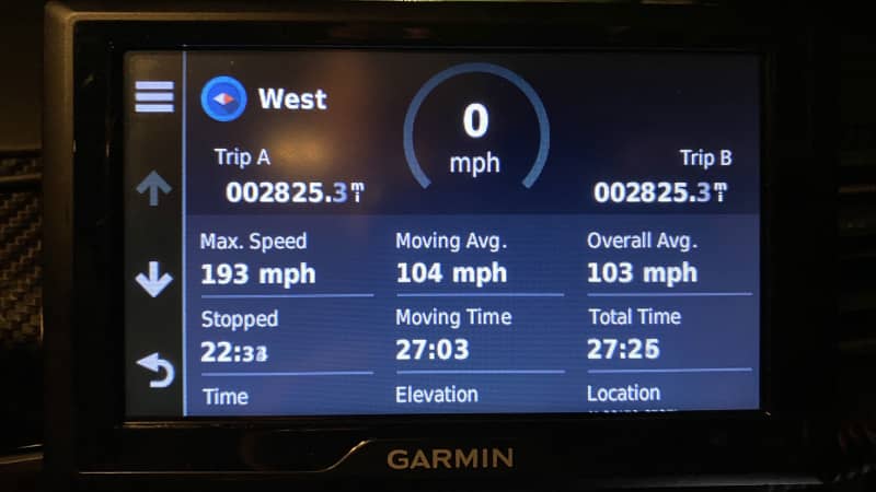 A picture of the data from the trip from New York to Los Angeles. 