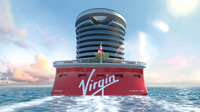Scarlet Lady, the flagship of Virgin Voyages, will make its debut in April. 