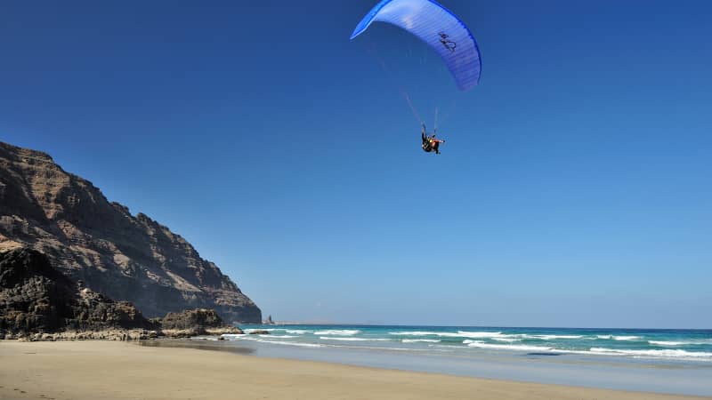 These paragliders are taking in the views in Playa de la Canteria. 