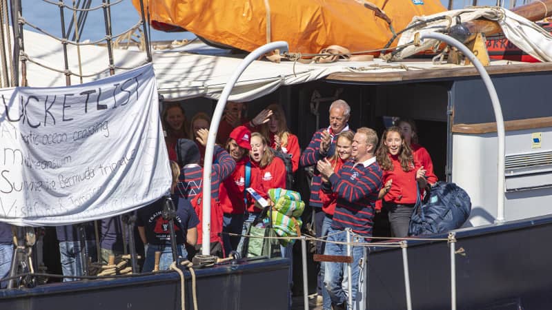 The group reached the Netherlands after sailing across the Atlantic on Sunday, April 26. 
