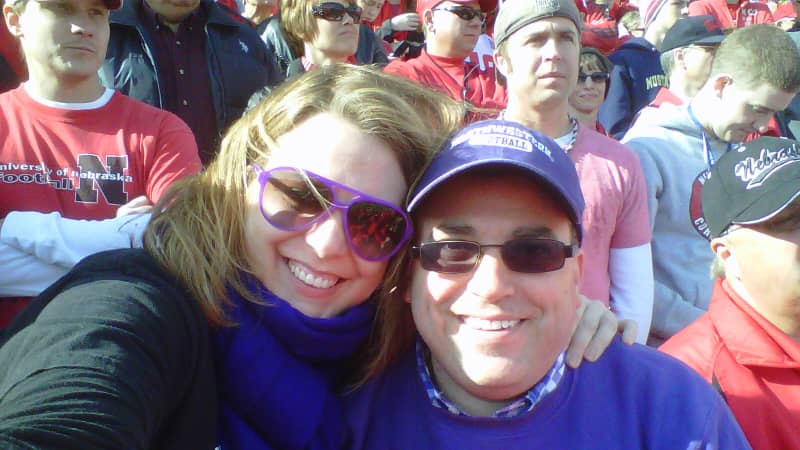 David Chalian, fellow alumnus and CNN Political Director, and the author take in a Cardiac Cats victory, this time over Nebraska in Lincoln, November 2011.