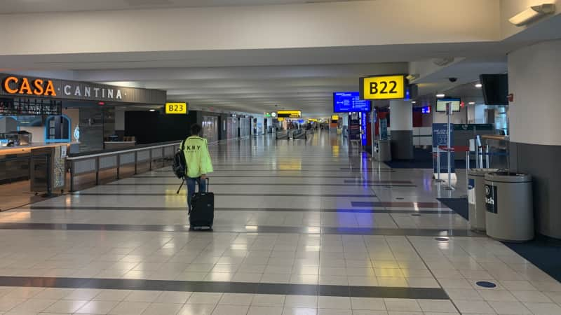 Et tu, Shake Shack? Closed stores, shuttered restaurants in a sparsely populated Terminal 4 at JFK.