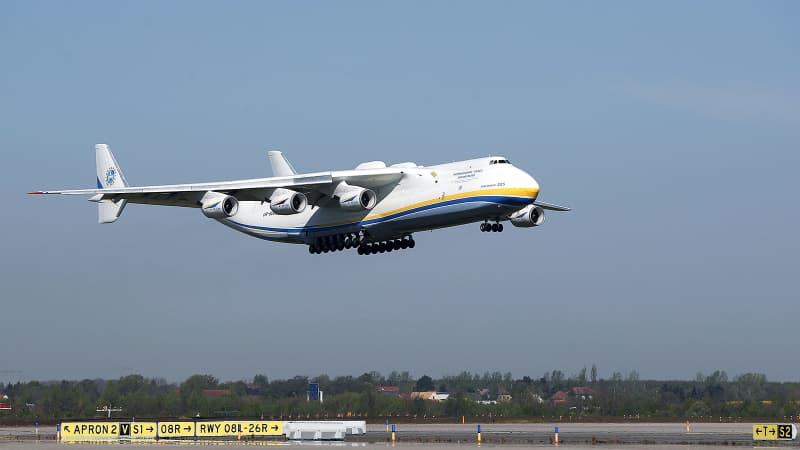 The Antonov An-225 Mriya airplane in service in 2020.