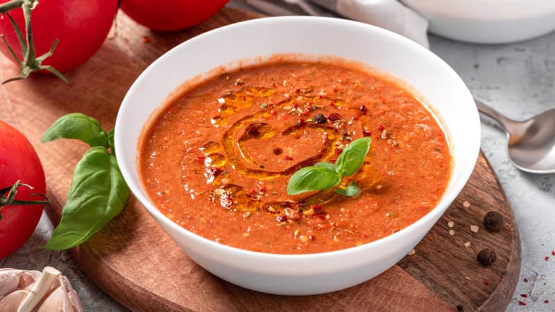 Gazpacho is a great way to enjoy a cold treat on a hot day.