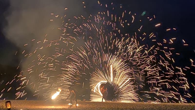 Performers put on a fire show for guests of the InterContinental Phuket Resort.