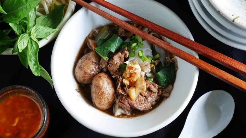 When visiting Thailand, Pepper says she always has to have a bowl of boat noodles. 