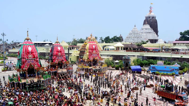 India's Jagannath Temple is famed for its annual Rath Yatra, or Chariot Festival. 