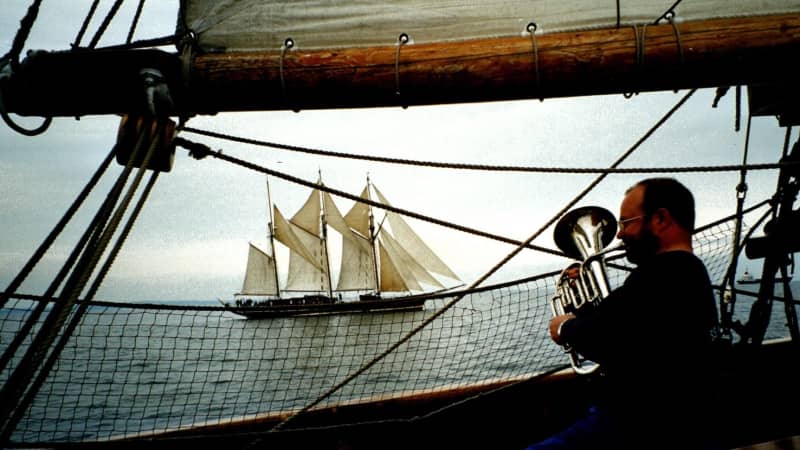 Sailing trip-passing another sail boat