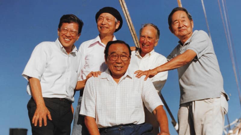 The crew met and took this photo on the 40th anniversary of their journey. Benny Hsu was the only one missing -- he died in a car accident in the 1960s.