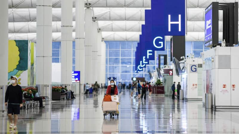 Hong Kong International Airport on March 24, 2020, hours before non-residents were banned from entering the city in a bid to halt the coronavirus. 