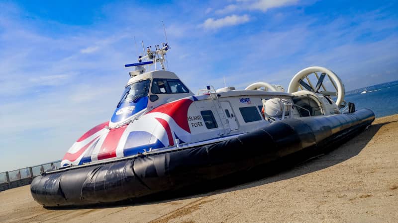 Hovertravel hovercraft service linking Southsea, England with Ryde on the Isle of Wight. 