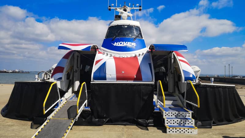 Hovertravel hovercraft service linking Southsea, England with Ryde on the Isle of Wight. 