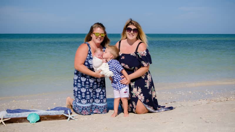 The couple hope to introduce their son to his British grandparents soon. 