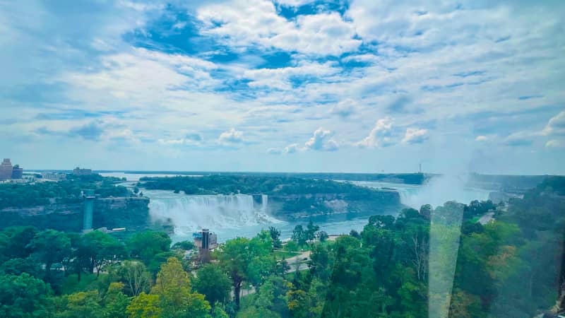 The view of Niagara Falls from the 175-foot-tall SkyWheel on the Canadian side.