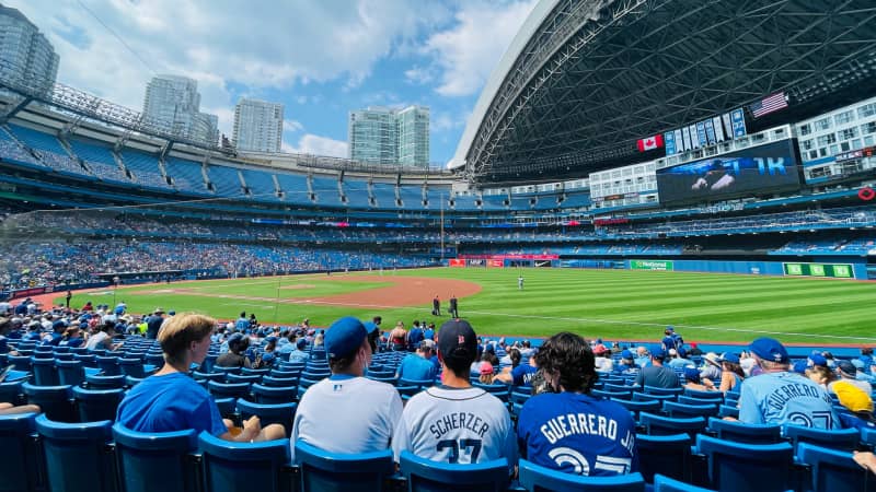 Watching the Blue Jays play the Tigers from the physically distanced section at the Rogers Center.