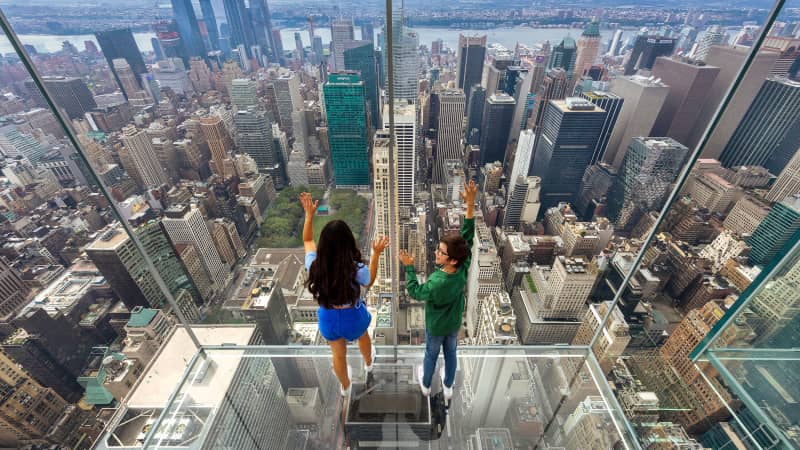 The attractions on offer include a glass elevator ride that travels 1,200 feet up the outside of the building.