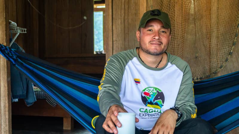 Frellin "Pato" Noreña is a 33-year-old ex-combatant who guides river expeditions.