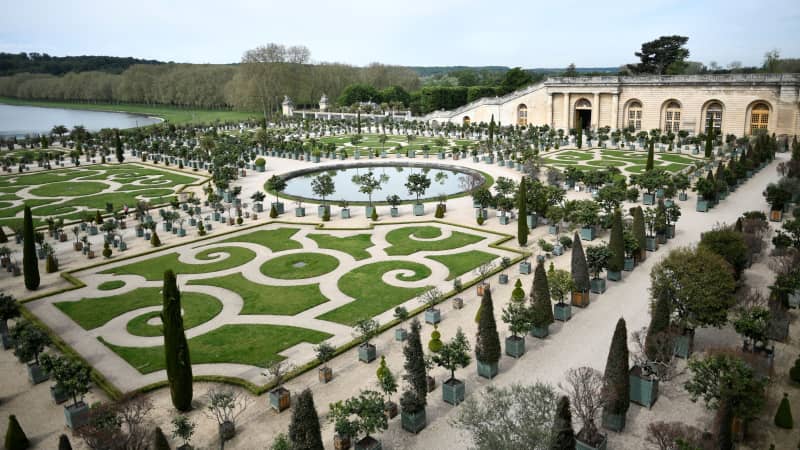 Gardens of the 'Orangerie' of Versailles Palace. 