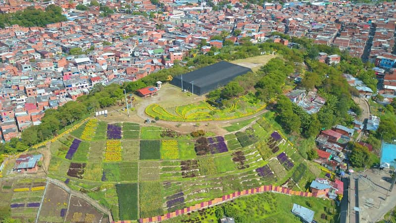 The hill was covered over and is now a thriving urban park and garden.