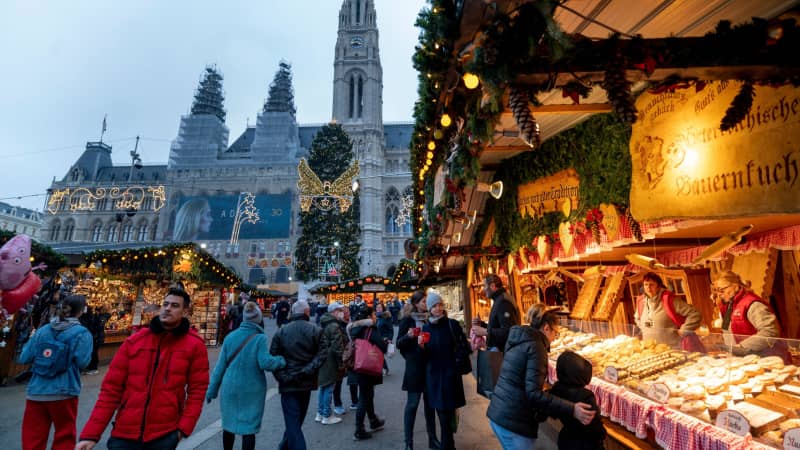 Visitors explore Vienna's Christmas market on November 15 before Austria went back into lockdown.