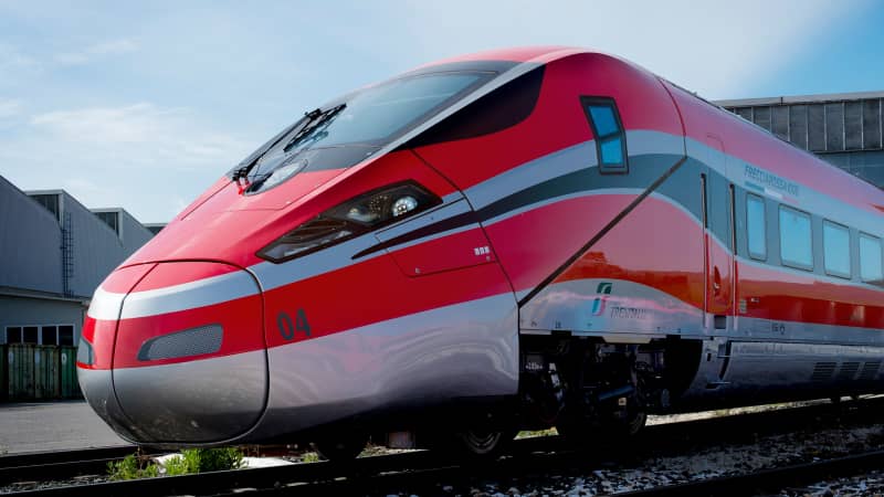 Italy's Red Arrow or Frecciarossa trains can hit speeds of 400 kph.