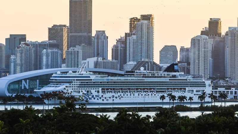 A docked Norwegian Gem cruise ship is seen at the Port of Miami in 2021. 