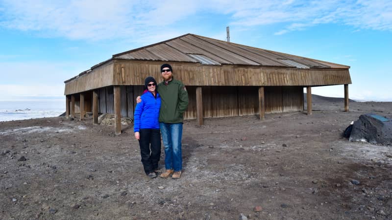 On their first date, the two hiked to Hut Point to see the abandoned Discovery Hut, pictured, once used by British explorer Robert F. Scott during an Antarctic expedition of 1901-1904.