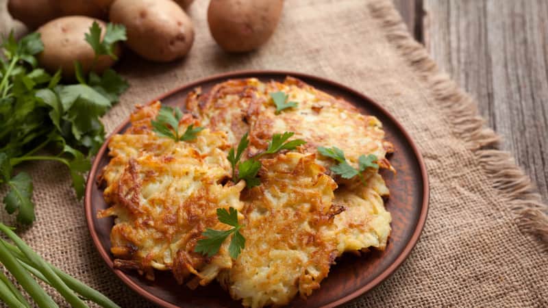 This Ashkenazi Jewish cuisine dish made from potato is often served during Hanukkah.