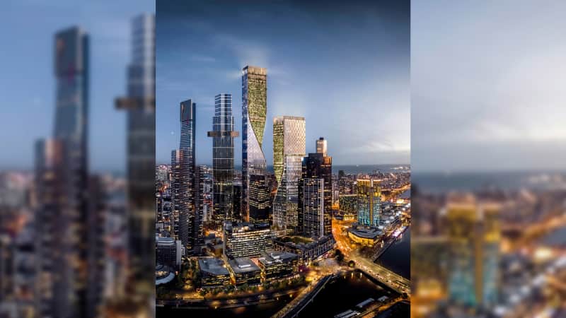 The upcoming Four Seasons Melbourne will have 210 rooms and sit atop the western tower. 