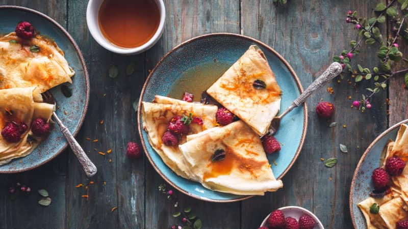 French crepes date back to the 13th century and can be enjoyed either sweet or savory.