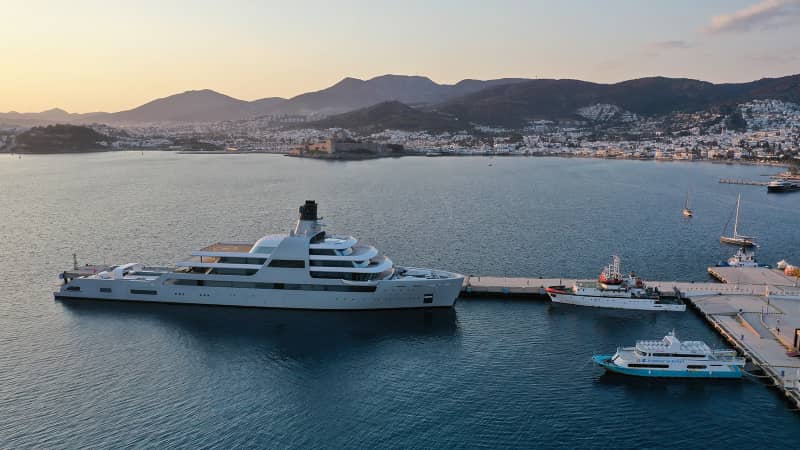 Solaris, a superyacht linked to Russian oligarch Roman Abramovich, is seen docked in Bodrum, Turkey on March 21. 