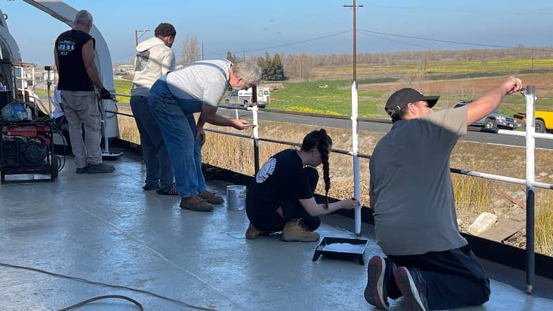 Willson has been working on the ship, which is moored at a marina in Little Potato Slough, California, with the help of volunteers.